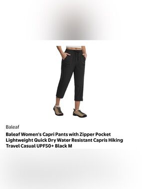 Baleaf Black Women's Capri Pants with Zipper Pockets